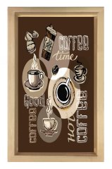 Dekoratif Kahve Reklam Coffee Tablosu Naturel Ahşap Çerçeve - 45x30