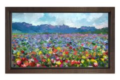 Çiçekler Manzara Tablosu Kahverengi Ahşap - 100x150