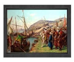 İstanbul'un Fethi Tablosu Siyah Ahşap Çerçeve - 70x100