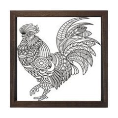 Mandala Horoz Tablosu Kahverengi Ahşap Çerçeve - 100x100