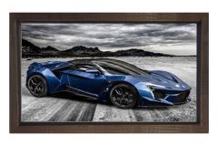 Mavi Fenyr Tablosu Kahverengi Ahşap Çerçeve - 100x200