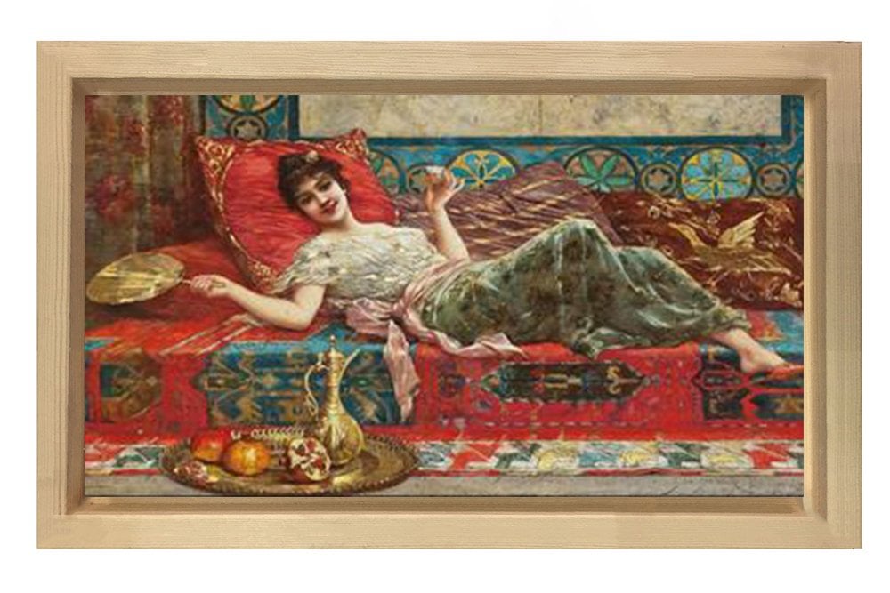 Mutlu Cariye Tablosu Naturel Ahşap - 40x60