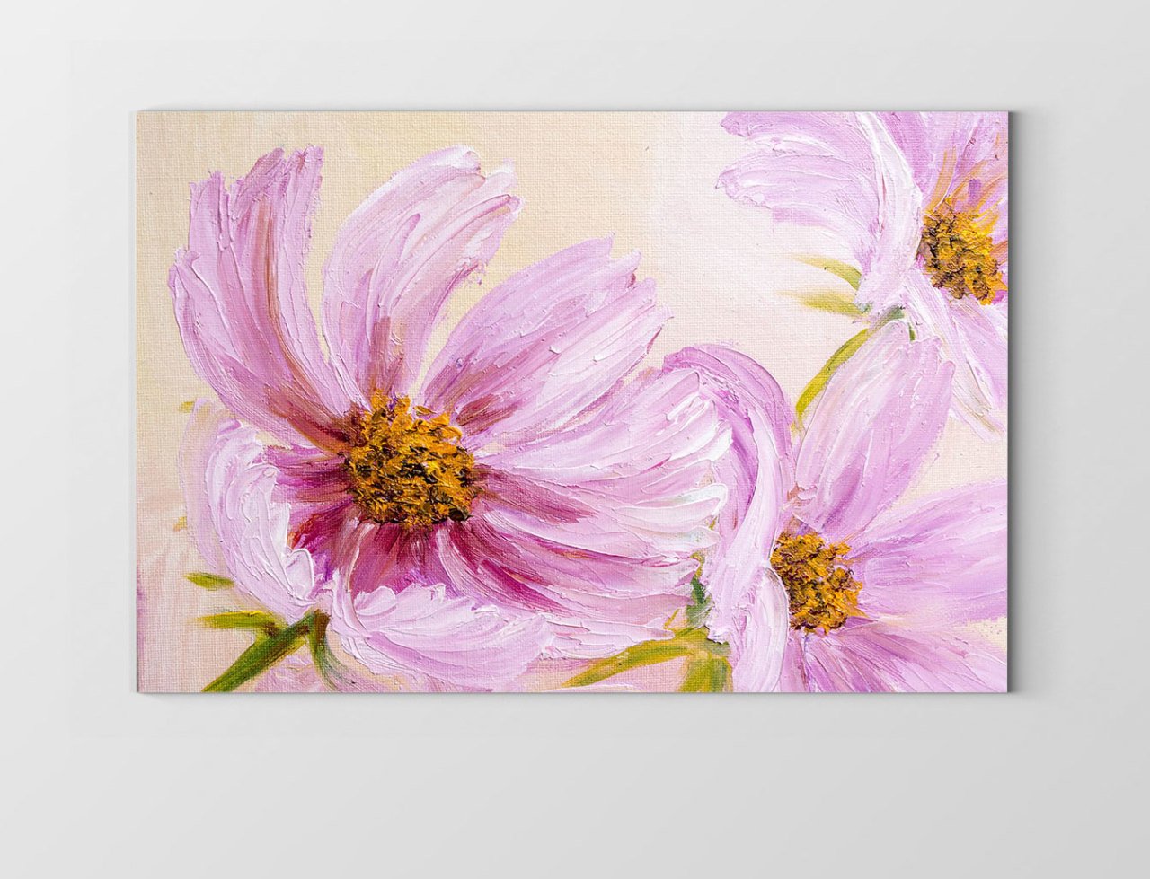 Pembe  Çiçekler Reprödiksiyon Tablosu Çerçevesiz - 45x30