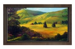 Ağaçlı Evler Tablosu Kahverengi Ahşap - 50x90