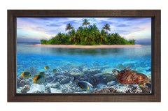 Ada ve Sualtı Dünyası Tablosu Kahverengi Ahşap Çerçeve - 45x30