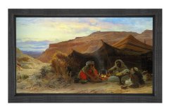 Bedevi Çadırı Tablosu Siyah Ahşap Çerçeve - 40x60