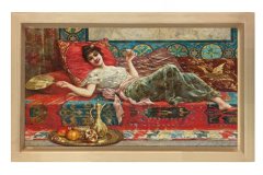 Mutlu Cariye Tablosu Naturel Ahşap - 45x30