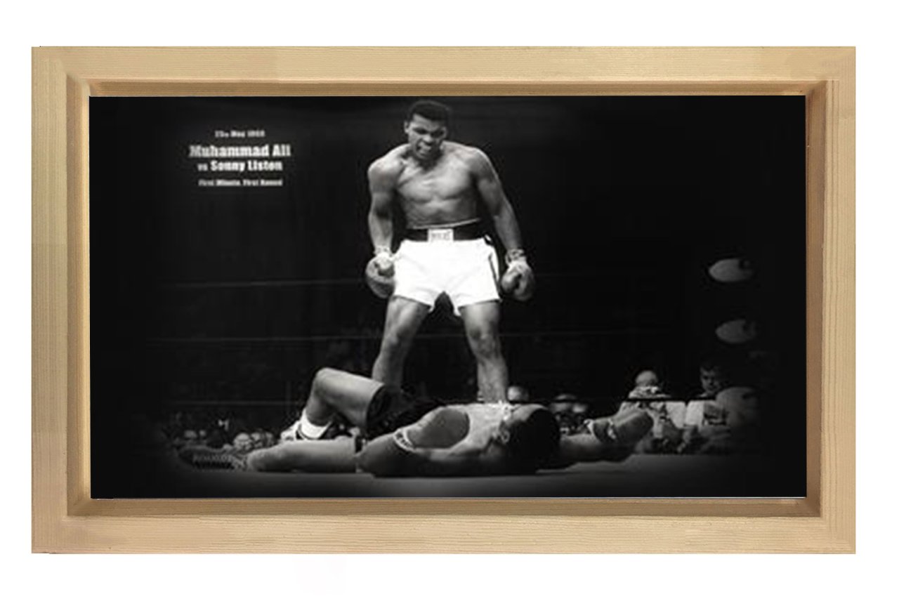 Muhammed Ali Ringde Tablosu Naturel Ahşap Çerçeve - 70x100