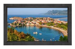 Güzel Koy Tablosu Siyah Ahşap - 50x90