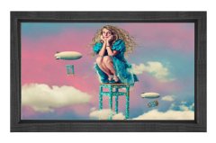 Düşünen Kadın Düyası Tablosu Siyah Ahşap Çerçeve - 45x30