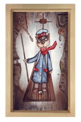 Gemici Kedi Tablosu Naturel Ahşap Çerçeve - 50x70