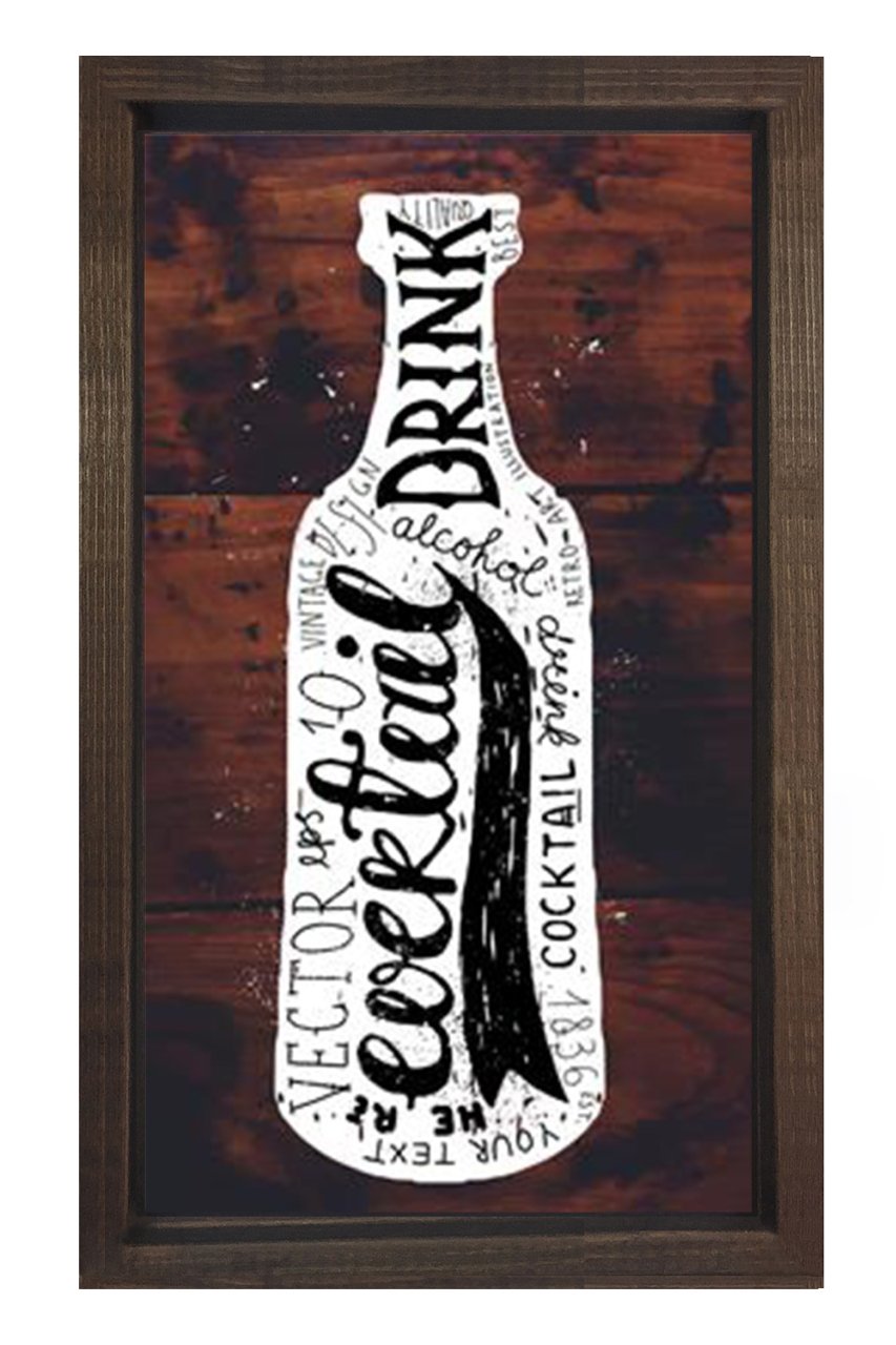 Koktail İçeçek Tablosu Kahverengi Ahşap - 70x100