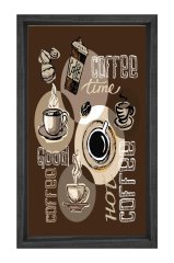Dekoratif Kahve Reklam Coffee Tablosu Siyah Ahşap Çerçeve - 100x150