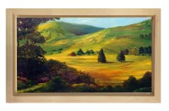 Ağaçlı Evler Tablosu Naturel Ahşap - 100x150