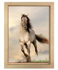 Koşan at tablosu Naturel Ahşap Çerçeve - 40x60