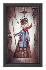 Gemici Kedi Tablosu Siyah Ahşap Çerçeve - 100x150