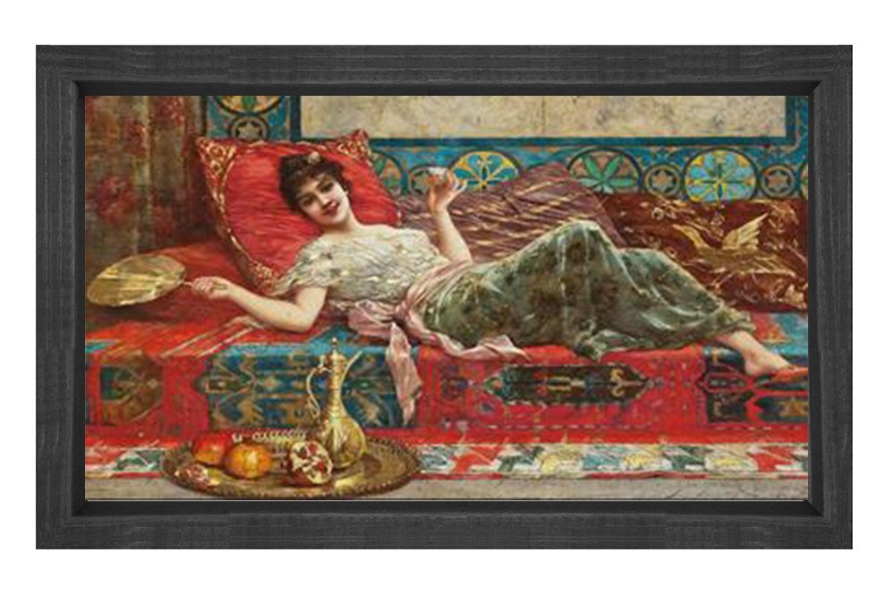 Mutlu Cariye Tablosu Siyah Ahşap - 100x150