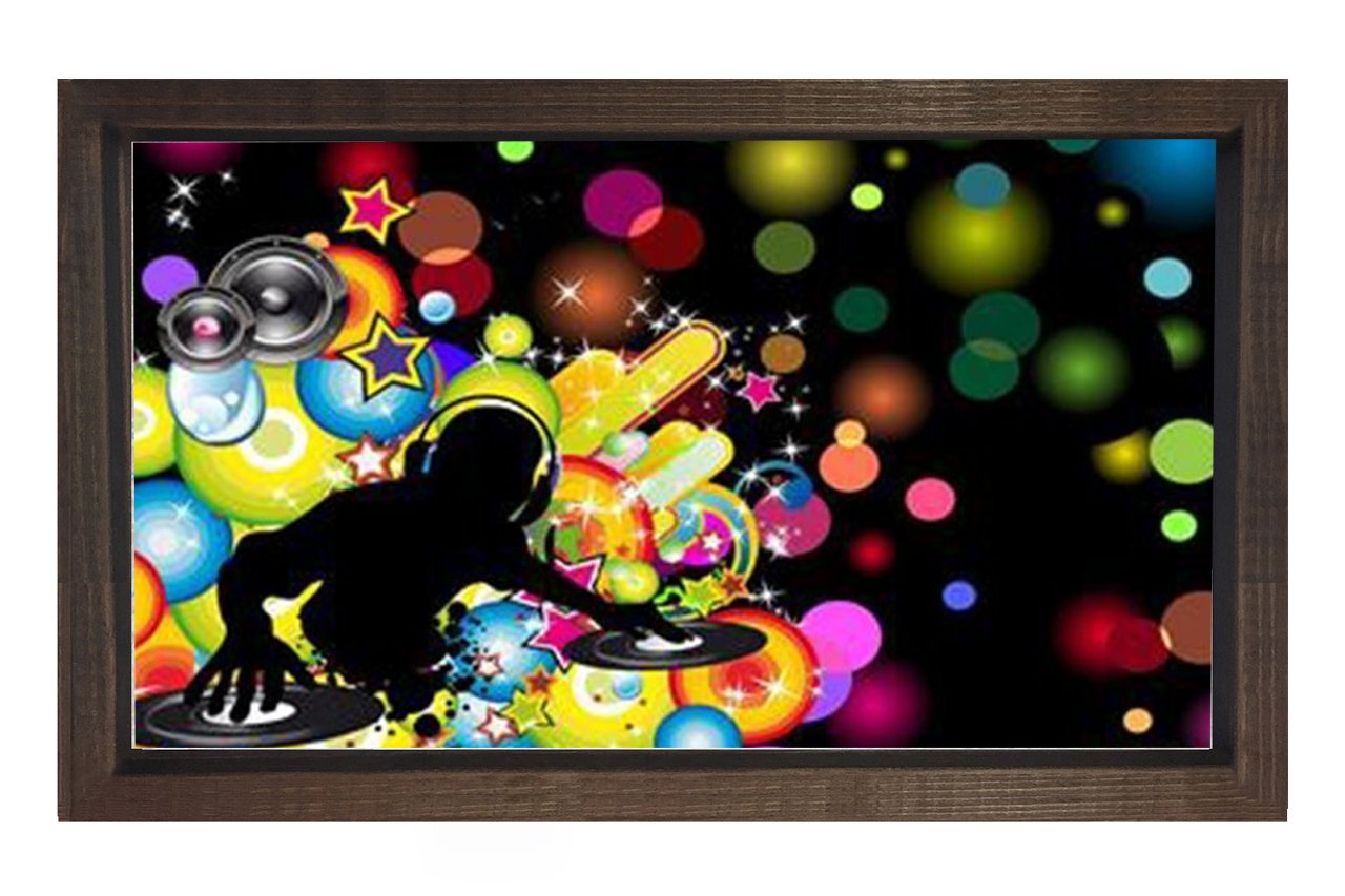 Dj Müzik Eğlence Tablosu Kahverengi Ahşap Çerçeve - 45x30