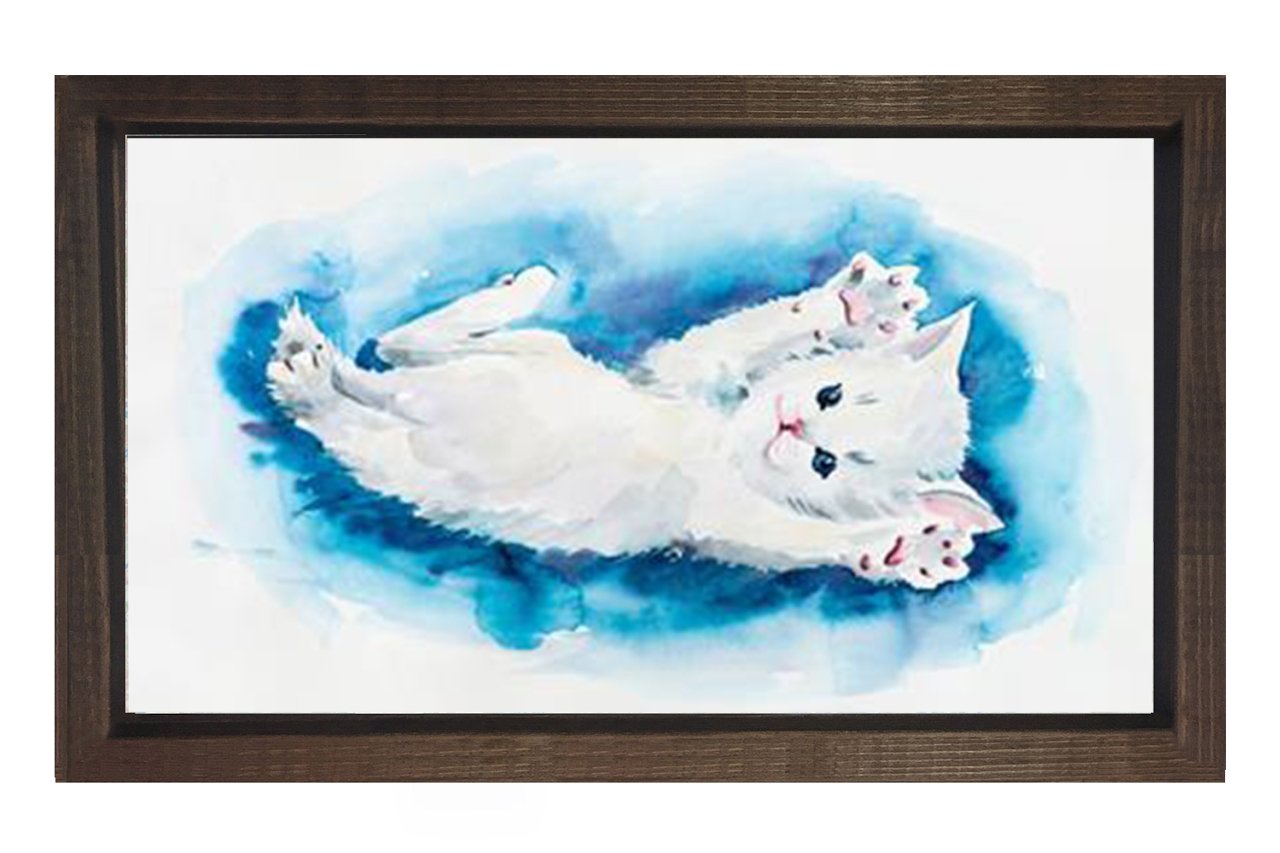 Kedicik Tablosu Kahverengi Ahşap Çerçeve - 100x200