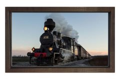 Lokomotif Tablosu Tablosu Kahverengi Ahşap Çerçeve - 50x90