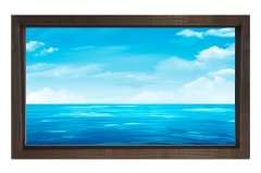 Gökyüzü ve Deniz Tablosu Kahverengi Ahşap Çerçeve - 100x200