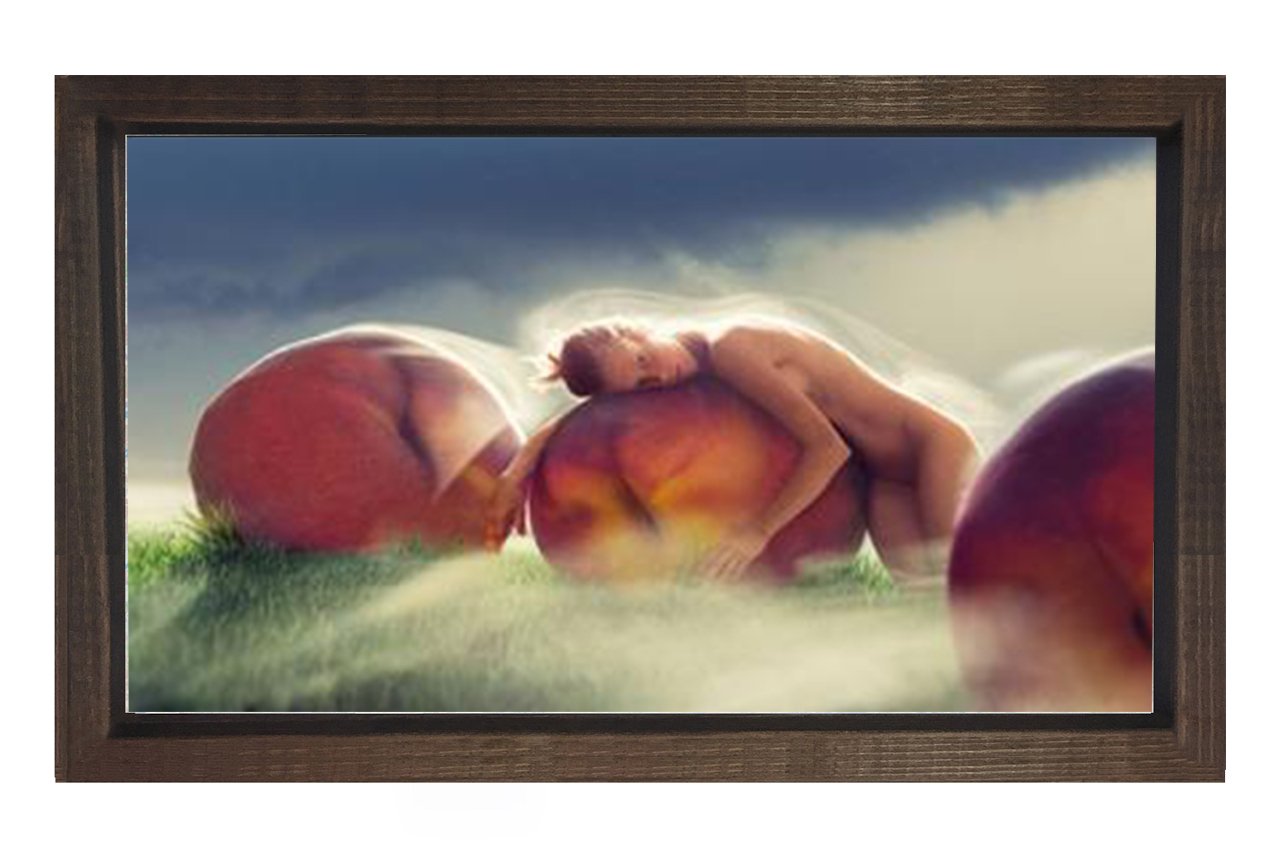 Şeftali Kadını Tablosu Kahverengi Ahşap Çerçeve - 100x150