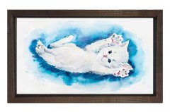Kedicik Tablosu Kahverengi Ahşap Çerçeve - 40x60