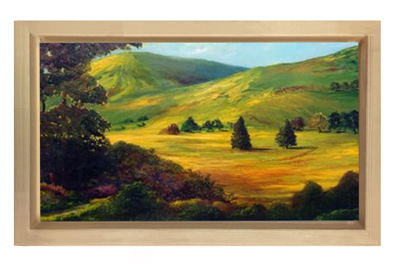 Ağaçlı Evler Tablosu Naturel Ahşap - 45x30