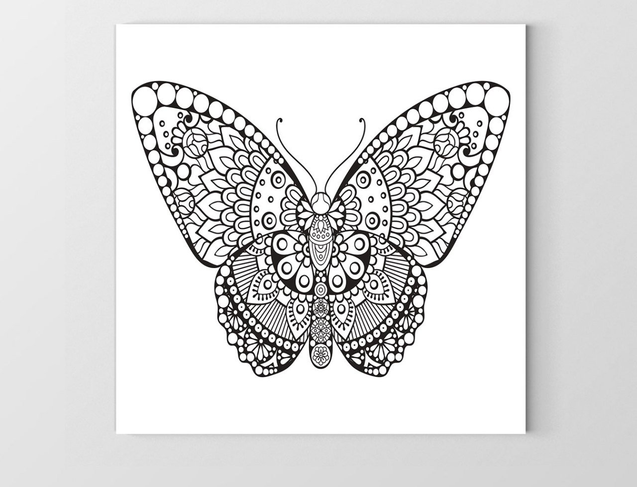 Mandala Kelebek Tablosu Çerçevesiz - 50x50