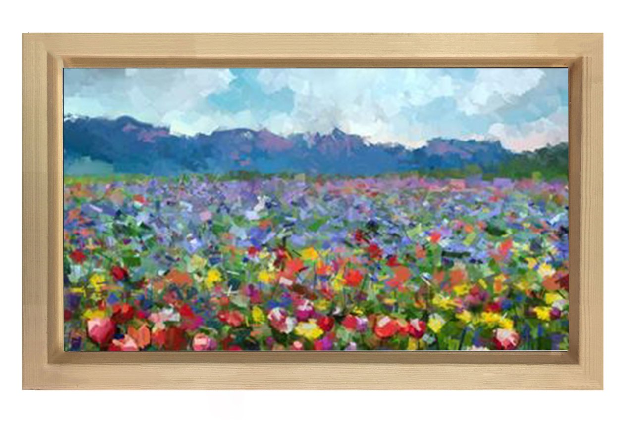 Çiçekler Manzara Tablosu Naturel Ahşap - 100x200