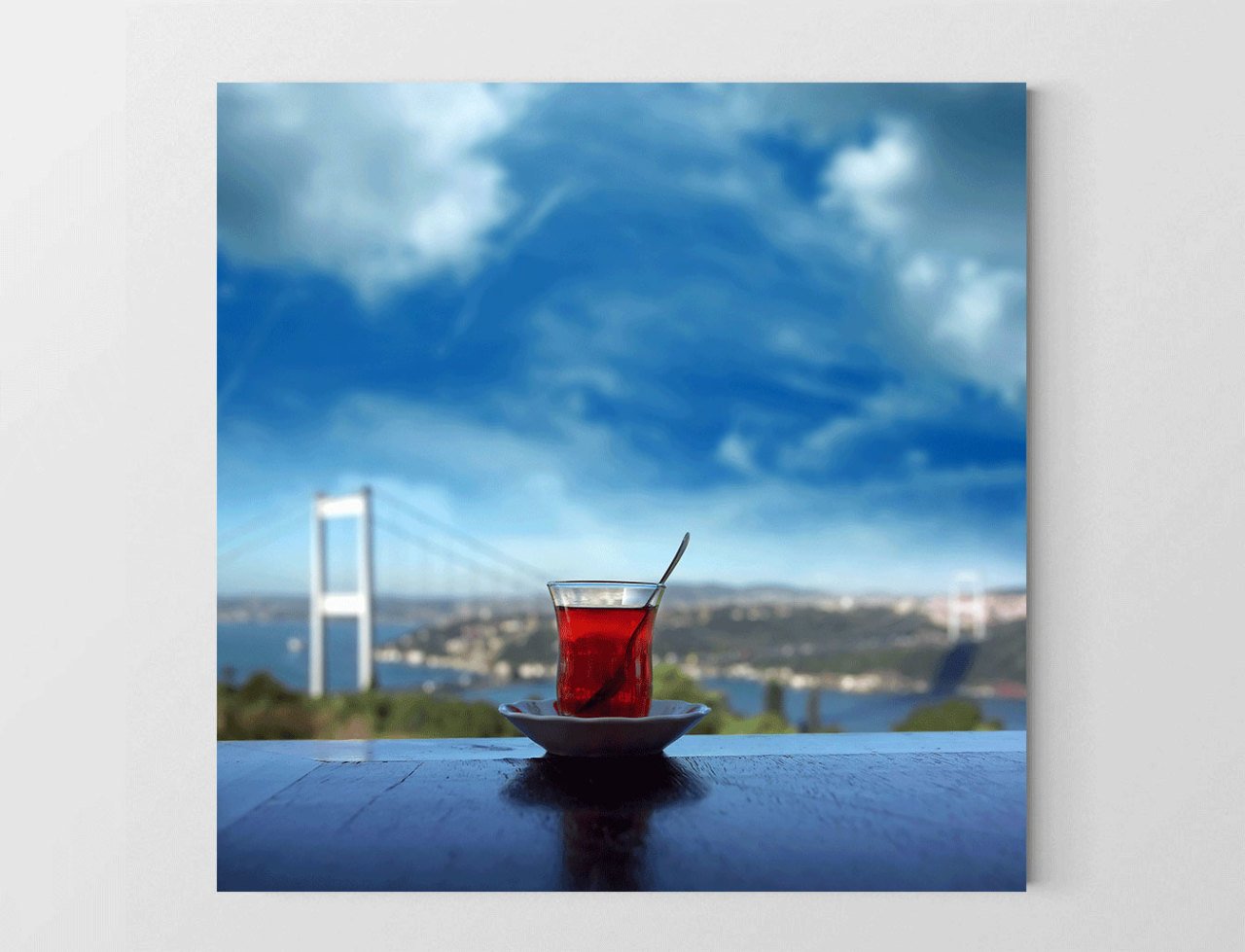 Boğaz Çayı Tablosu Çerçevesiz - 80x80