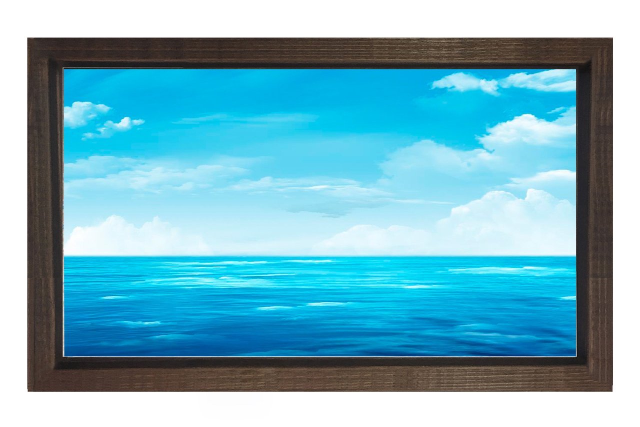Gökyüzü ve Deniz Tablosu Kahverengi Ahşap Çerçeve - 45x30