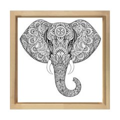 Fil Boyama Tablo Tablosu Naturel Ahşap Çerçeve - 60x60
