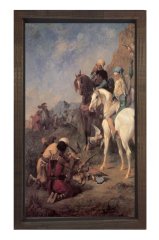 Çölde Konaklama Tablosu Kahverengi Ahşap Çerçeve - 45x30