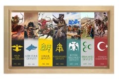 Türk Devletleri Tablosu Naturel Ahşap Çerçeve - 100x200