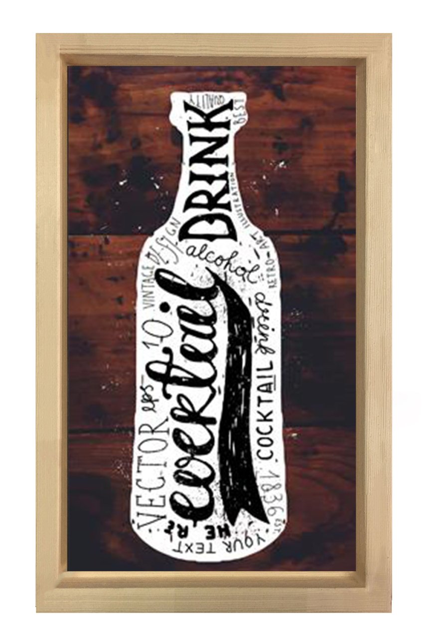 Koktail İçeçek Tablosu Naturel Ahşap - 50x90