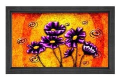 Mor Menekşe Çiçekleri Tablosu Siyah Ahşap - 45x30