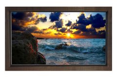Güneş Batımı ve Deniz Kıyısı Tablosu Kahverengi Ahşap - 100x150