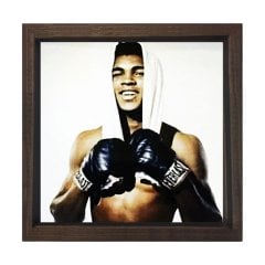 Muhammed Ali Tablosu Kahverengi Ahşap Çerçeve - 50x50