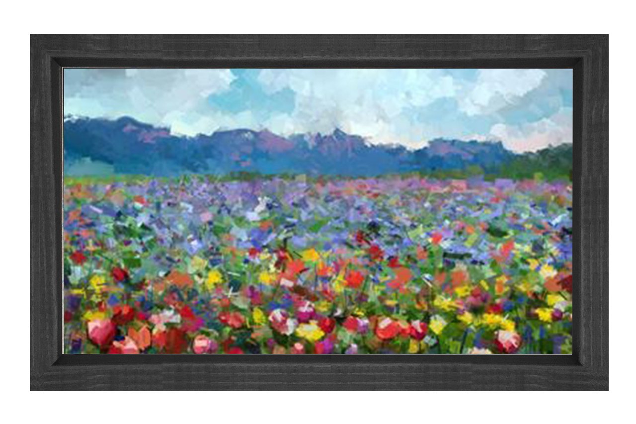Çiçekler Manzara Tablosu Siyah Ahşap - 100x150