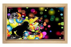 Dj Müzik Eğlence Tablosu Naturel Ahşap Çerçeve - 50x70