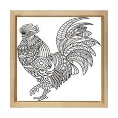 Mandala Horoz Tablosu Naturel Ahşap Çerçeve - 90x90