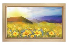 Sarı Papatyalar Manzara Tablosu Naturel Ahşap - 100x150