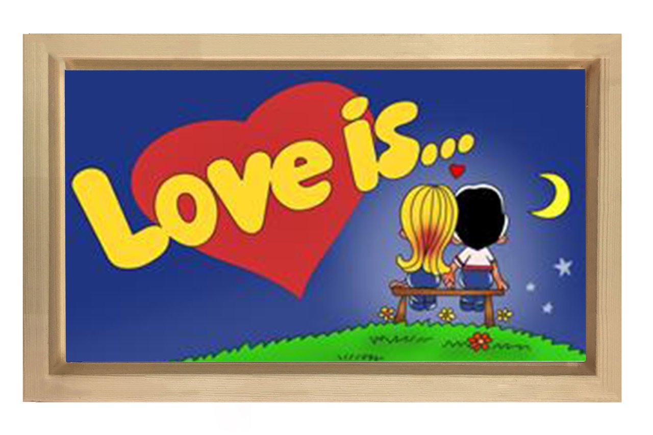 Love İs Tablosu Naturel Ahşap Çerçeve - 50x90