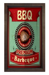 Barbekü Vintage Afiş Tablosu Kahverengi Ahşap - 50x70