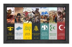 Türk Devletleri Tablosu Siyah Ahşap Çerçeve - 100x200