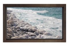 Taşlık Deniz Manzarası Tablosu Kahverengi Ahşap Çerçeve - 50x70