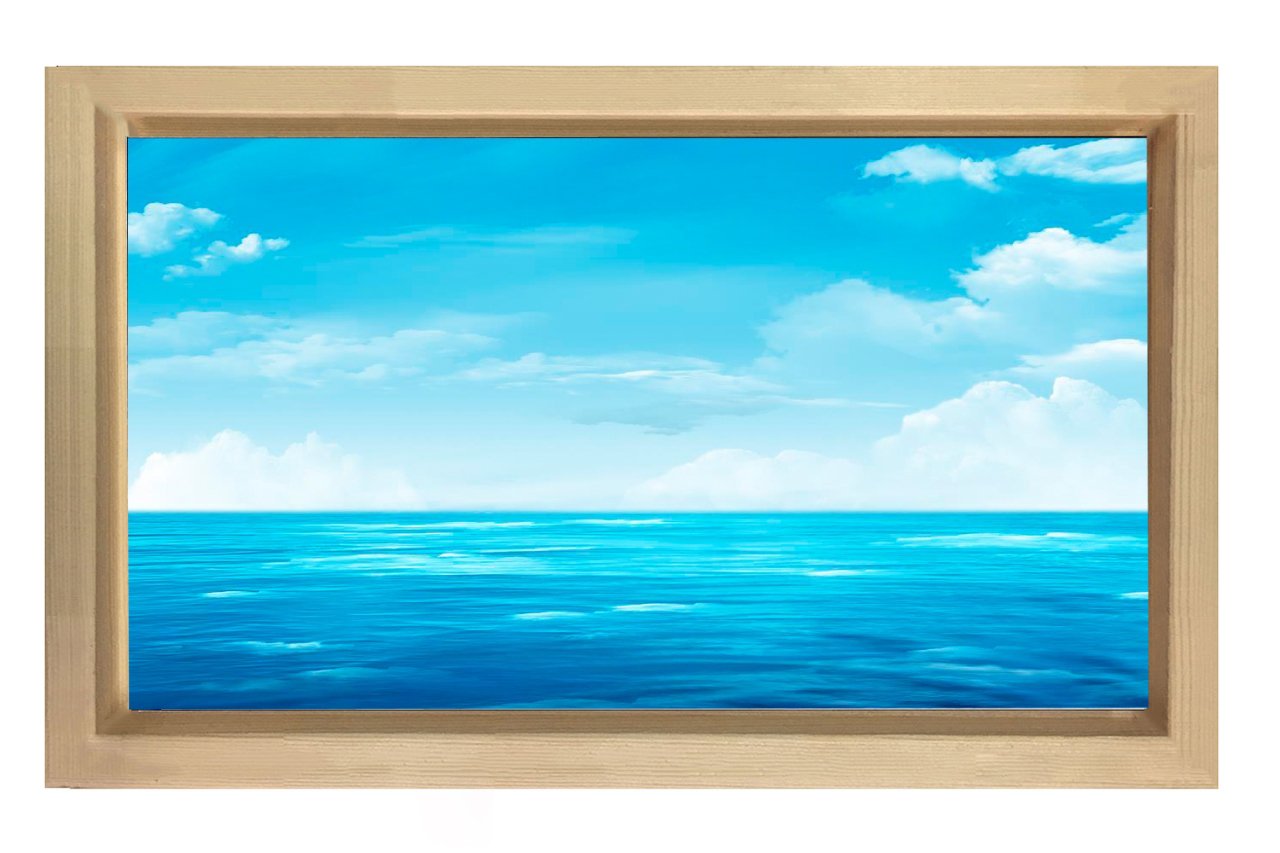 Gökyüzü ve Deniz Tablosu Naturel Ahşap Çerçeve - 50x90