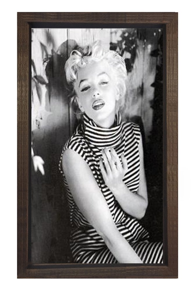 Marilyn Monroe Siyah Beyaz Tablosu Kahverengi Ahşap Çerçeve - 100x200