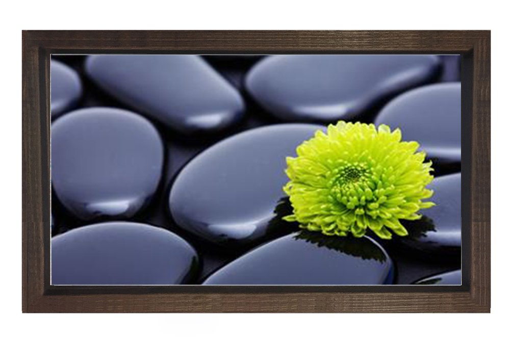 Siyah Taşlar Tablosu Kahverengi Ahşap - 40x60